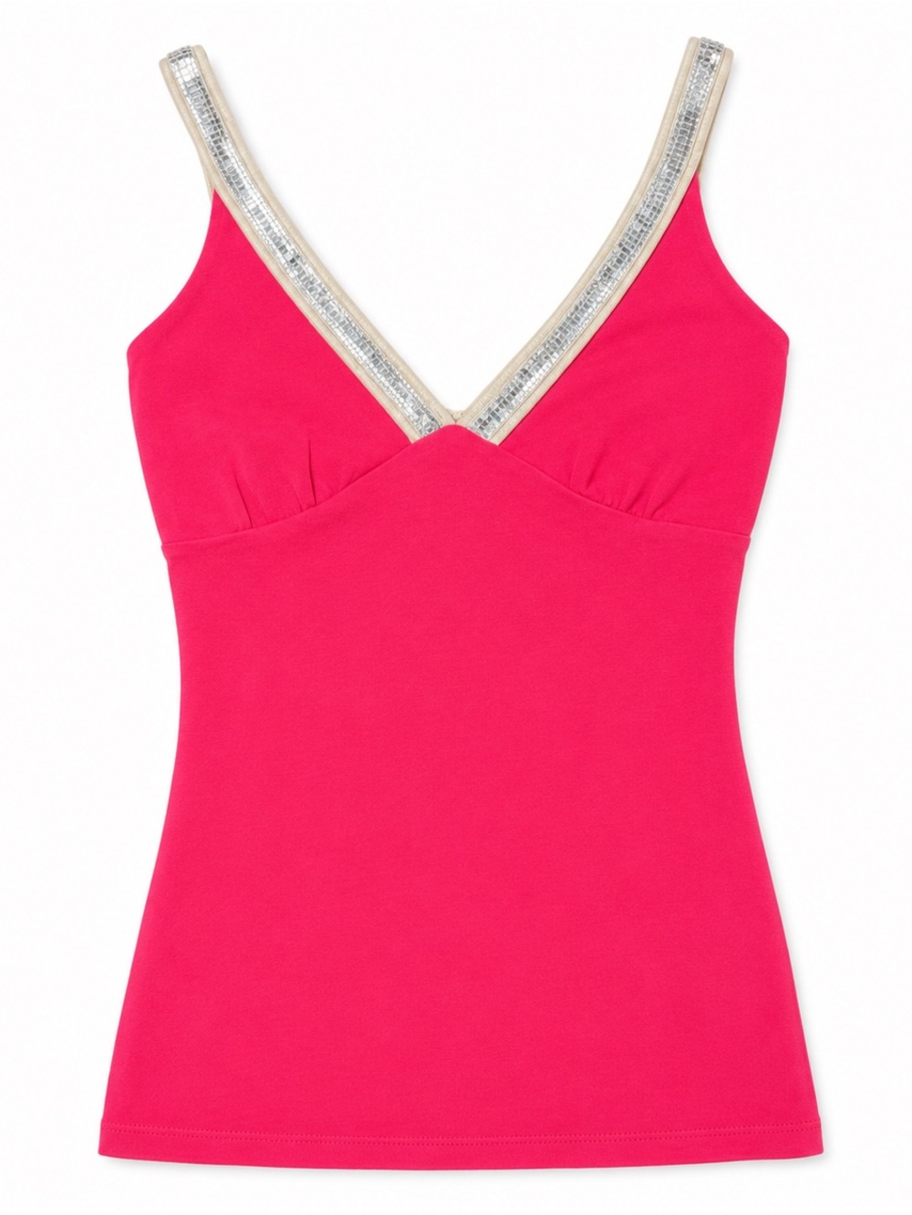 South Pole Hot Pink V-Neck Tank with Metallic-Trim Straps